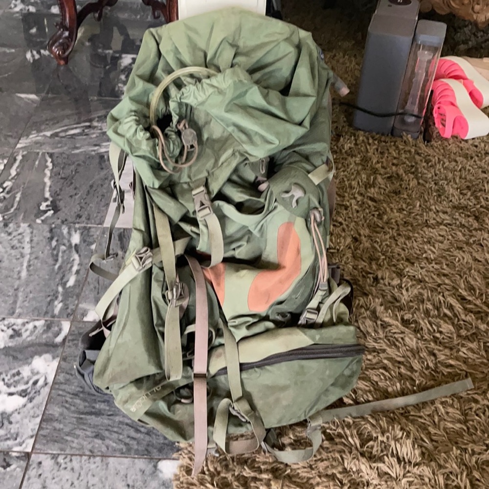 Osprey green hiking backpack